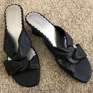 EUC Liz Claiborne Leather Wedge Sandals, Size 9M.